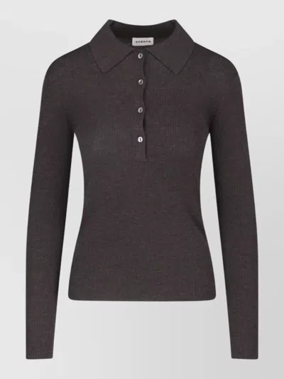 P.a.r.o.s.h Ribbed Knit Sweater With Classic Collar In Brown
