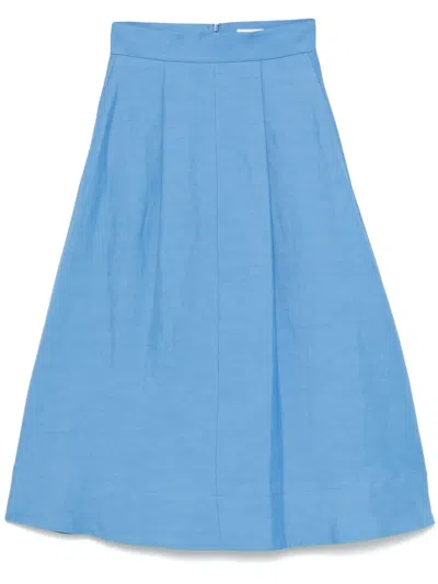 P.a.r.o.s.h Slub-texture Midi Skirt In Blue