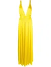 P.a.r.o.s.h Smocked-detail V-neck Dress In Yellow
