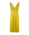 P.a.r.o.s.h Smocked-detail V-neck Dress In Yellow