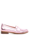P.a.r.o.s.h Snakeskin-effect Metallic Loafers In Pink