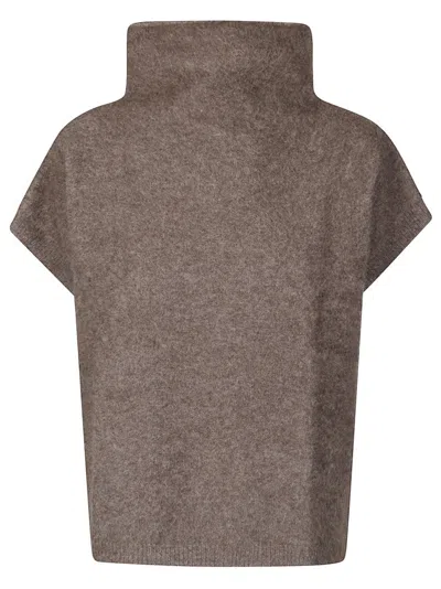 P.a.r.o.s.h Soft Brown High-neck Sweater With Cropped Fit