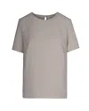 P.a.r.o.s.h Soft-fit Short-sleeved Blouse With Back Slit Detail In Brown