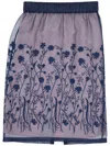 P.a.r.o.s.h Tulle Skirt With Floral Embroidery And Slit In Blue