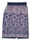 P.a.r.o.s.h Tulle Skirt With Floral Embroidery And Slit In Blue
