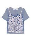 P.a.r.o.s.h Sorgente Floral-embroidered Blouse In Blue