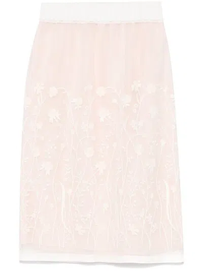 P.A.R.O.S.H P.A.R.O.S.H. SORGENTE FLORAL-EMBROIDERED MIDI SKIRT