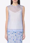 P.a.r.o.s.h Sorgente Silk Crewneck Top In Light Blue