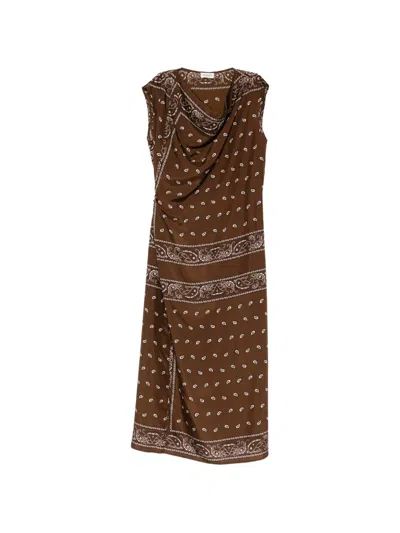 P.a.r.o.s.h Soy Paisley Cowl-neck Dress In Brown