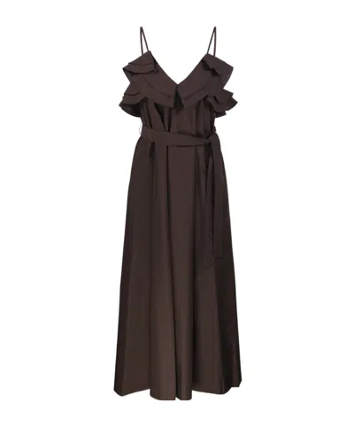 P.a.r.o.s.h Spaghetti Strap Dress In Brown