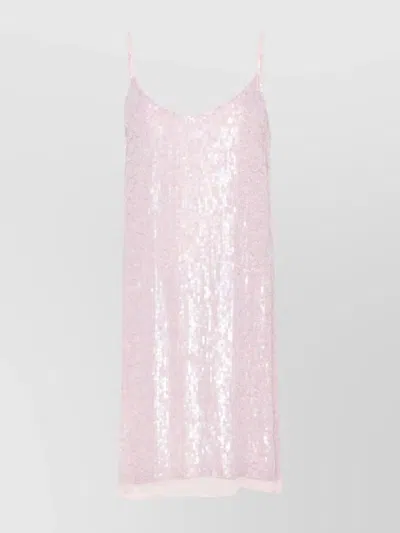 P.a.r.o.s.h Sparkling Mini Dress Adjustable Straps In Pink