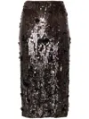 P.a.r.o.s.h . Dark Grey Midi Skirt With Micro Sequins In Brown