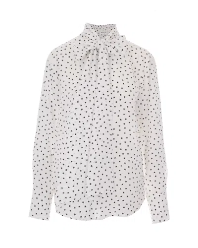 P.a.r.o.s.h Parosh Star Print Tie-neck Blouse In Fantasia Panna