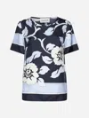 P.a.r.o.s.h Stevia Print Silk Blouse In Light Blue
