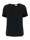 P.a.r.o.s.h Straight-fit Blue Blouse With Round Neckline In Black