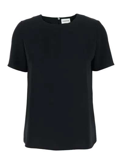 P.a.r.o.s.h Straight-fit Blue Blouse With Round Neckline In Black