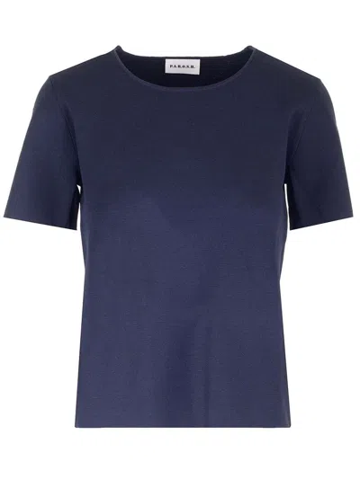 P.a.r.o.s.h Round-neck Short-sleeved Sweater In Blue