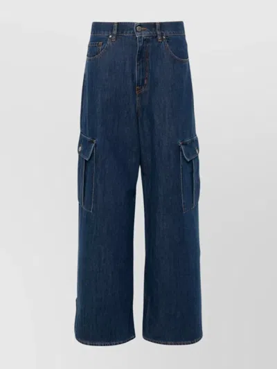 P.a.r.o.s.h Straight Leg Cargo Trousers In Blue