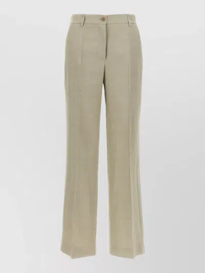 P.a.r.o.s.h Straight Leg Trousers Belt Loops Side Pockets In Neutral