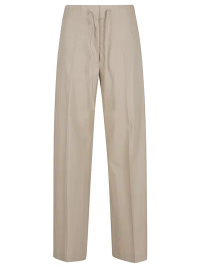 P.a.r.o.s.h Parosh Straight-leg Trousers With High Waist And Polished Draping In Brown