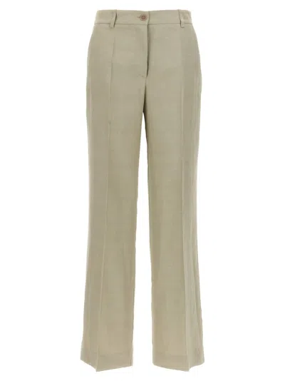 P.a.r.o.s.h . Straight Leg Viscose-linen Blend Trousers In Neutral