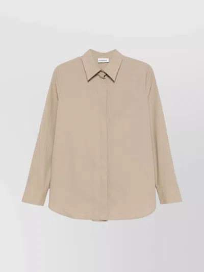 P.A.R.O.S.H STRAIGHT-POINT COLLAR COTTON SHIRT WITH BUTTONED CUFFS