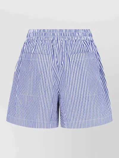 P.a.r.o.s.h Straight Shorts Striped Pattern Side Pockets In Blue