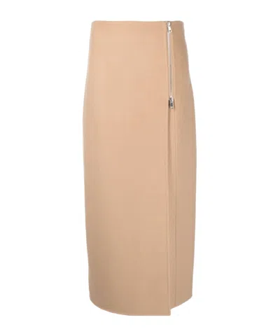 P.a.r.o.s.h Straight-cut Zippered Skirt In Neutral