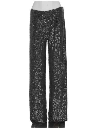 P.a.r.o.s.h Straight-leg Pants With Shimmering Sequin Embellishments In Black