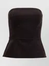 P.a.r.o.s.h Dark Brown Solid Strapless Top In Brown