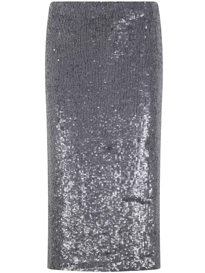 P.a.r.o.s.h Parosh Strech Sequin Skirt In Silver