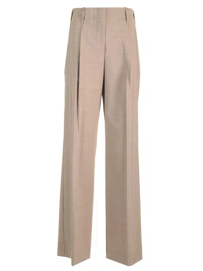 P.a.r.o.s.h Stretch Wool Gabardine Trousers Beige