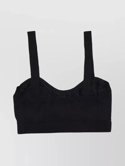 P.a.r.o.s.h Stretchy Bralette With Soft Fabric And Ribbed Hem In Black