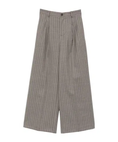 P.a.r.o.s.h Striped Casual Trousers In Gray