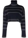 P.a.r.o.s.h Striped Roll-neck Cropped Jumper In Grey