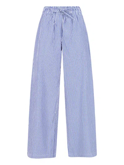 P.a.r.o.s.h Mid-rise Striped Cotton Pants In Blue