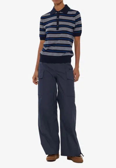 P.a.r.o.s.h Striped Polo T-shirt In Blue