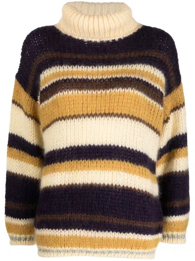 P.a.r.o.s.h Striped Roll Neck Jumper In Yellow