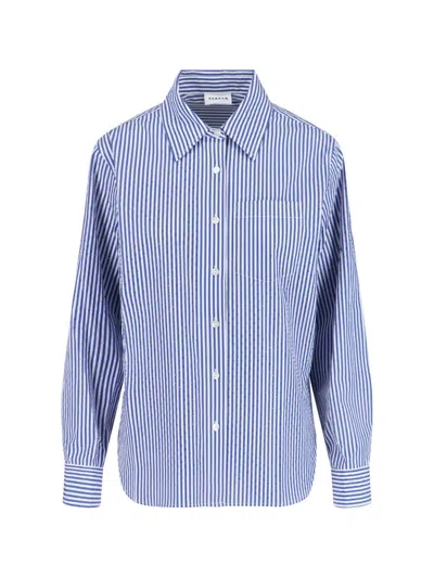 P.a.r.o.s.h Blue Striped Cotton Shirt With Rhinestones