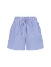 P.a.r.o.s.h Cotton Shorts Elastic Waistband Vertical Stripes In Blue