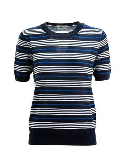 P.a.r.o.s.h Striped Short-sleeve Wool T-shirt In Blue