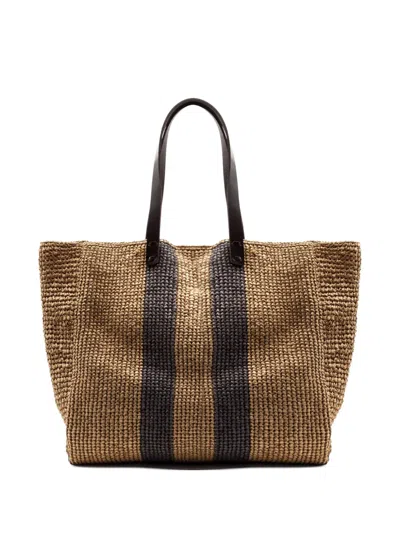 P.a.r.o.s.h Striped Tote Bag In Neutral