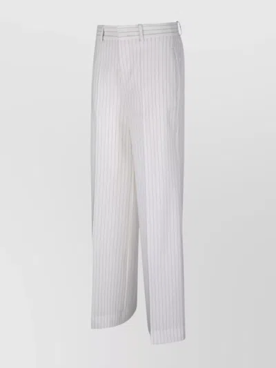 P.a.r.o.s.h Striped Trousers With Belt Loops And Pockets In White