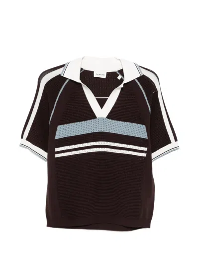 P.a.r.o.s.h Striped V-neck T-shirt In Brown