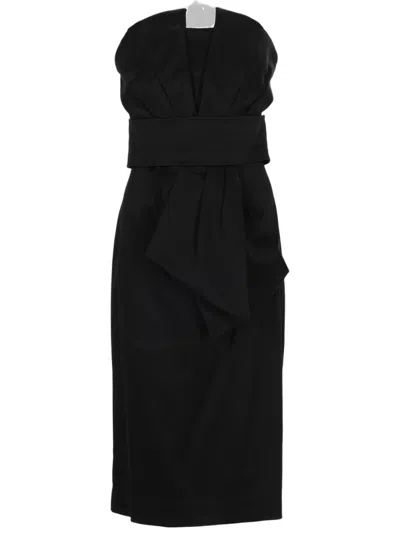 P.a.r.o.s.h Structured Midi Dress With Draped Detail In Black