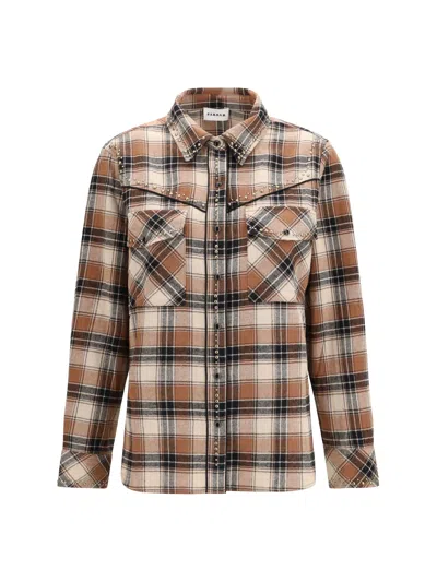 P.a.r.o.s.h . Studded Checked Shirt In Brown