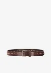 P.a.r.o.s.h Studded Leather Belt In Brown