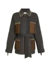 P.a.r.o.s.h Stud-embellished Fringed Jacket In Brown