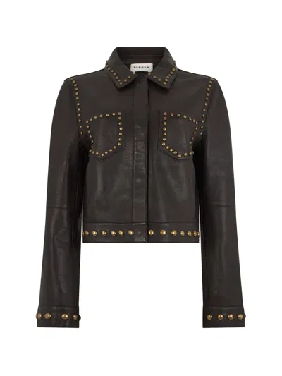 P.a.r.o.s.h Stud-embellished Leather Jacket In Brown