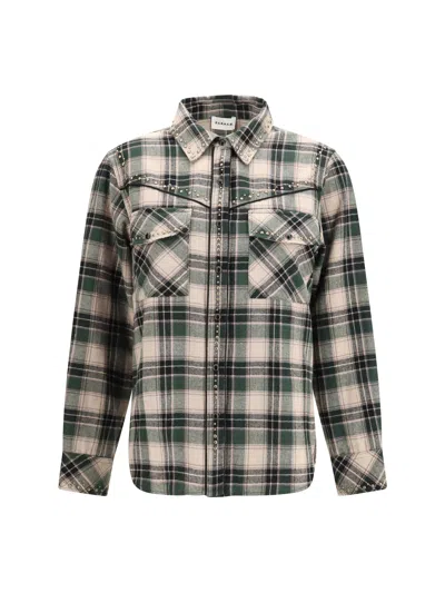 P.a.r.o.s.h . Stud-embellished Plaid Cotton Shirt In Green